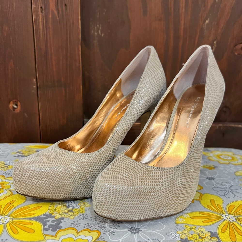 BCBGeneration Textured Cream Heels